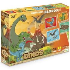 Imagem de Quebra cabeça dinos em blocos com 24 peças - junges - 834