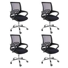 Imagem de Kit 4 Cadeiras de Escritorio Begonia Tela Mesh Ergonomica - Preto