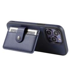 Imagem de Capa de telefone de TPU macio de cor sólida com suporte para cartão para iPhone 15 14 Plus 13 12 Pro Max Capa de couro com suporte de carteira, azul marinho, para iPhone 15 Pro Max