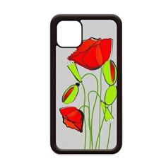 Imagem de Capa com flores vermelhas e botões verdes abstratos milho para iPhone 11 Pro Max para Apple Mobile Case Shell