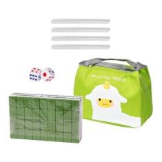 Imagem de Deevoka Conjunto de mini mahjong para viagem com bolsa, jogo de tabuleiro de personagem chinês, 144 azulejos, portátil, conjunto de brinquedo mahjong chinês