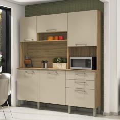 Imagem de Armario De Cozinha Compacta 6 Portas 2 Gavetas Ferrara - Freijó/vanilla Freijó/vanilla
