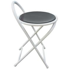 Imagem de Banqueta Baixa Articulável e Dobravel com 50 cm de Altura Branco (Assento Preto)