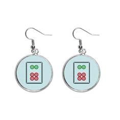 Imagem de Brinco feminino Mahjong circular com 6 azulejos padrão orelha pendente prata joia