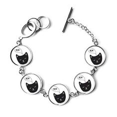 Imagem de DIYthinker Pulseira de gato preto Meow com pingente de corrente de animal