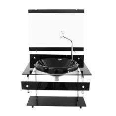 Imagem de Gabinete Com Cuba Para Banheiro De Vidro Inox Com Torneira