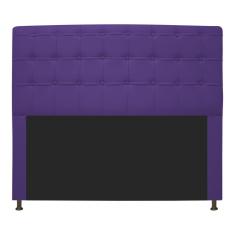 Imagem de Cabeceira Estofada Dama 160 Cm Queen Size Com Botonê Corano Roxo - Adj Decor