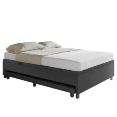 Imagem de Bicama Casal Box com Baú 138x188cm Samy S05 Sintético Preto - Mpozenat