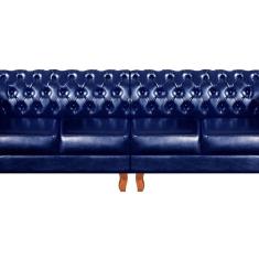 Imagem de Sofá Dom Pedro Chesterfield Modulado 4 Lugares 2 Poltronas Decoração Sara Recepção Sintético Azul