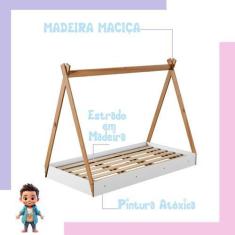 Imagem de Cama Infantil Juvenil Para Menina E Menino Branca/naturale Cabana Mont