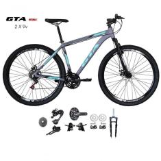 Imagem de Bicicleta Aro 29 Gta Start Kit 2x9 Gta Sunrun Freio Disco K7 11/36 Pedivela 24/38d Garfo Com Trava - Cinza Tam.19