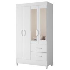 Imagem de Guarda Roupa Mobi 4 Portas Com Espelho Biflex ( Branco Fosco Liso / Ro