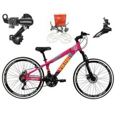 Imagem de Bicicleta Aro 26 Vikingx Tuff Rosa/Azul X25 21V Alumínio Câmbios Shima