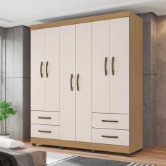 Imagem de Guarda Roupa Casal 6 Portas Fernandópolis Nature Off White