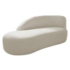 Imagem de Divã Recamier Curvo Luna 140cm Lado Esquerdo Bouclé Bege - Amarena Móveis