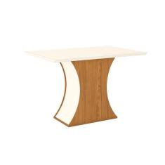 Imagem de Mesa para Cozinha Luiza SC17 + Tampo Madeirado Vidro Reto 120x80cm Nature/Off White - Henn