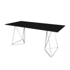 Imagem de Escrivaninha Bela Vista Cavalete Tampo Preto Base Ferro Branco - Cor: Preto