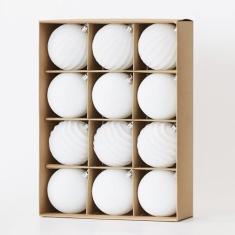 Imagem de Senjie Conjunto de 12 bolas de enfeite de veludo para árvore de Natal, 8 cm, bolas de Natal flocadas para decoração de Natal em creme