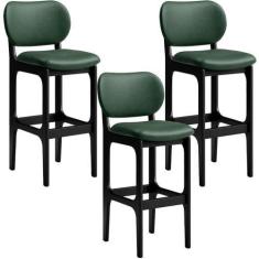 Imagem de Kit 3 Banquetas Alta Bar Cozinha Sala Jantar Fixa Betta L02 Preto Fact