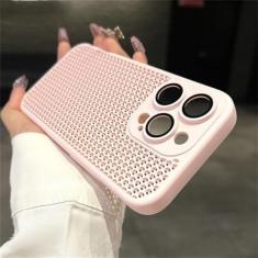 Imagem de Capa de malha respirável com dissipação de calor para iphone 15 14 11 12 13 pro max plus capa dura de proteção de lente, rosa, para iphone 14 pro