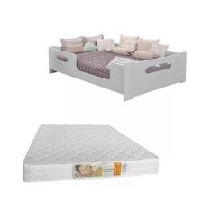 Imagem de Cama Casal Montessori 193x143 Proteção Grade + Colchão Casal