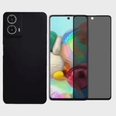 Imagem de Capa Capinha Preta p/ Moto G54 + Pelicula de Privacidade 3D - ArmyShield