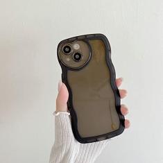 Imagem de Capa de silicone macia ondulada transparente para iPhone 14 13 12 11 Pro Max X XR XS 8 7 Plus Love Heart Lens Protection Candy Cover, Black, For iPhone 12 Pro Max