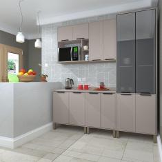 Imagem de Cozinha Compacta 5 Peças Com Vidro E Tampo Stylo Luciane Móveis Cinammon