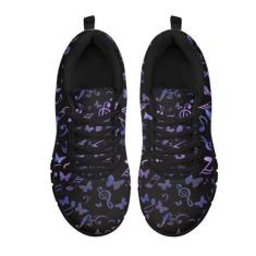 Imagem de GOSTONG Tênis de corrida feminino, de malha respirável, sola de borracha, antiderrapante, cadarço para uso ao ar livre, preto, 34-46, Nota musical com estampa, 41