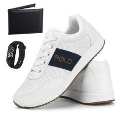 Imagem de Tênis Polo Masculino Estilo Fino Kit Carteira + Relogio Conforto-Masculino