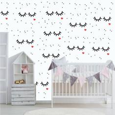 Imagem de Adesivo De Parede Padrão Cílios E Bolinhas