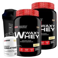 Imagem de Kit 2x Whey Protein Waxy Whey 900g + Power Creatina 100g + Coqueteleira - Bodybuilders (Baunilha)