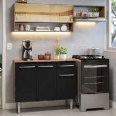 Imagem de Armário de Cozinha Compacta 165cm Rustic/preto Emilly Madesa 02