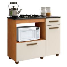 Imagem de Balcão Para Cooktop 4 Bocas E Forno 2 Portas 1 Gaveta Violeta Kaiki Móveis Nature/Off White