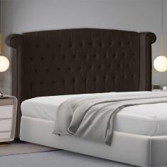 Imagem de Cabeceira De Cama Box Luxo King 195 Cm Suede Marrom Eli Móveis