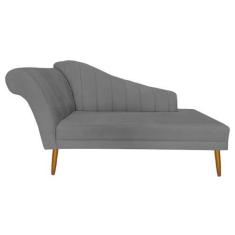 Imagem de Recamier Divã Pés Palito Para Sala Cecilia 1.60cm Suede Cinza -  INCAS