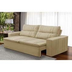 Imagem de Sofá Retrátil e Reclinável 3 lugares com Molas 1,80m Ester Suede Bege Adonai Estofados