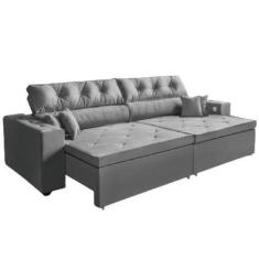 Imagem de Sofá 5 Lugares Smart 3,02 Metros Cinza Retrátil, Reclinável Tecnologia