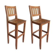Imagem de Kit Com 2 Banquetas Reforçadas Madeira Maciça Mineira Para Area Externa Malbec