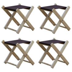 Imagem de Kit 4 Banquinho De Madeira Banqueta Pescador-marrom