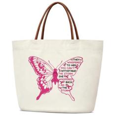 Imagem de mermermu Linda bolsa de lona estética para mulheres adolescentes sacola de compras reutilizável bolsa de compras com alças bolsa de ombro, Branco, One Size