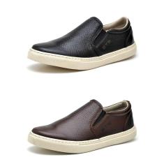 Imagem de Kit 02 Tenis Slip On sem Cadarço Couro CSF Franca NS Maritimo Masculino-Masculino