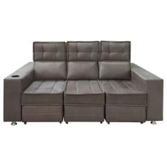 Imagem de Sofá Retrátil E Reclinável 3 Lugares Londres 2.10cm C-molas Marrom Castor