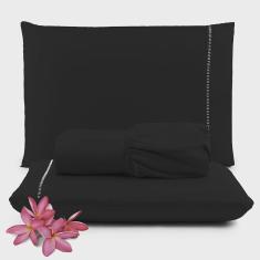 Imagem de Jogo de Lençol Micropercal 400 Fios King 3 Peças Barato - Preto