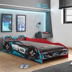 Imagem de Cama Infantil Carro Tornado Plus Preto Azul Pura Magia