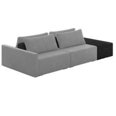 Imagem de Sofá Ilha Modular Living Com Puff 252cm Georgia K04 Veludo Cinza/Preto