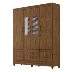 Imagem de Guarda Roupa 6 Portas com Espelho MS912 Castanho Wood 912331 Moval