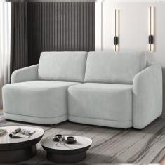Imagem de Sofá Cama Modulado Retrátil e Reclinável Decorativo Varsóvia 176cm Veludo Cinza G33 - Gran Belo