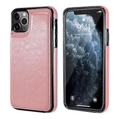 Imagem de Capa de telefone de couro carteira magnética para iPhone 11 12 Pro Max 12 Mini XR XS Max X 7 8 Plus 12 compartimentos para cartão Flip Kickstand Back Cover, ouro rosa, para iPhone SE 2020