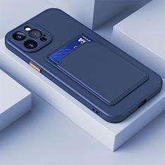 Imagem de Capa para celular com compartimento para cartão para iPhone 14 13 12 11 Pro Max Mini XS XR 7 8 Plus SE 2022 Carteira em TPU Capa traseira macia à prova de choque, azul escuro, para iPhone 13